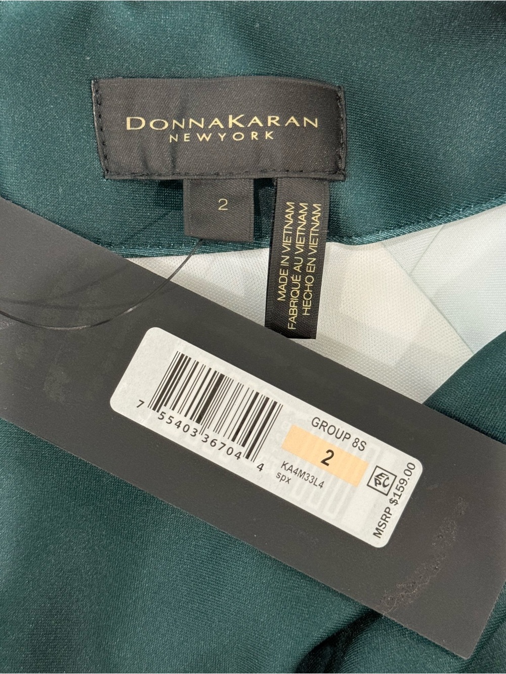 Donna Karen SHORT SLEEVE COLOR-BLOCK MIDI SHEATH DRESS GREEN SCUBA KNIT NWT SZ 2 - Picture 11 of 15